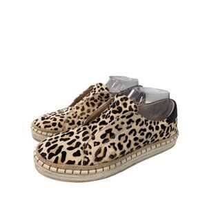 J Slides NYC Karla Sneakers Size 8 Leopard Print Calf Hair Slip On Tan Comfort